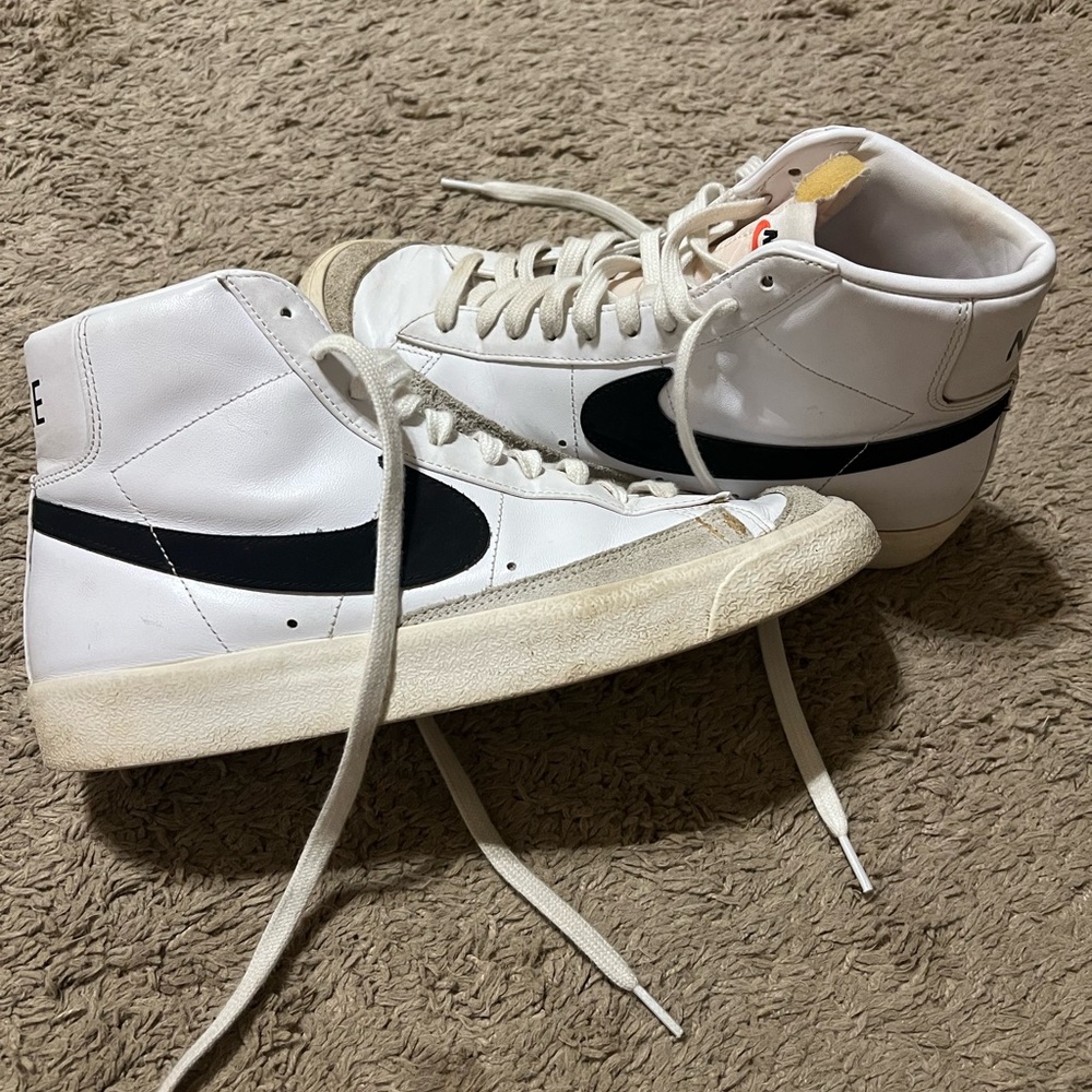 Nike Blazers White and Black High-Top Athletic Shoes